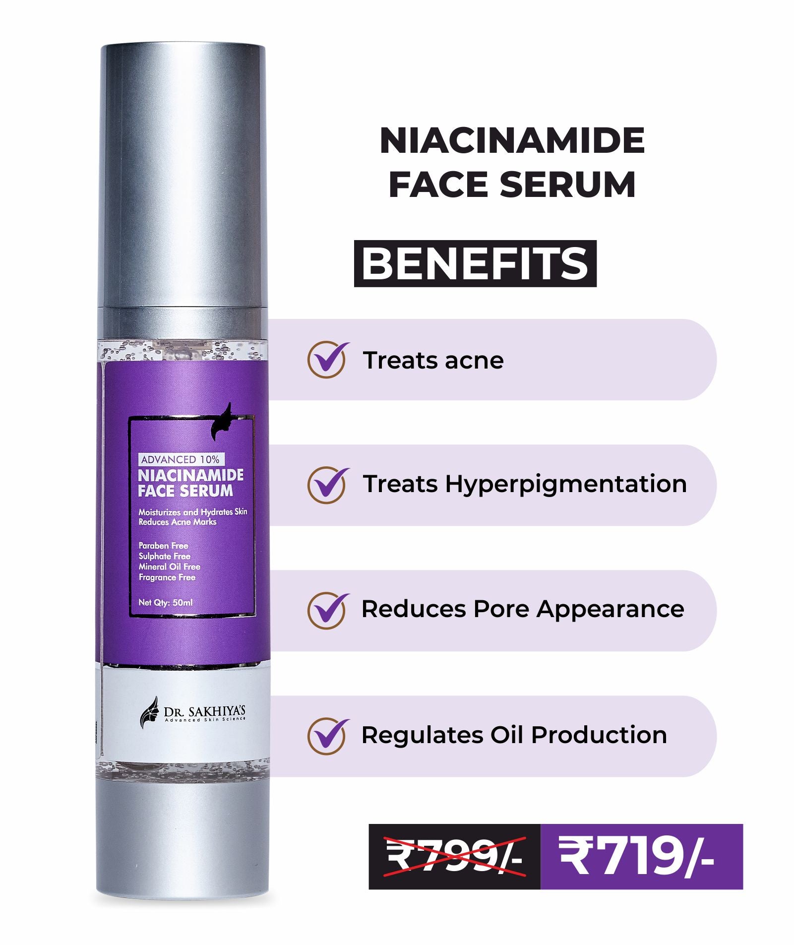 Advanced 10% Niacinamide & Zinc PCA Face Serum- For Radiant And Acne Free Skin