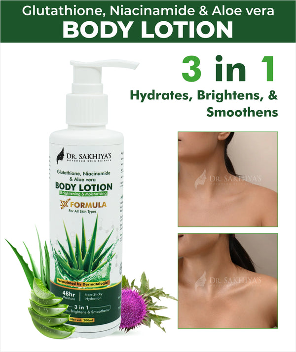 Dr. Sakhiya's Aloe Vera Body Lotion with Glutathione & Niacinamide for Hydrated Skin