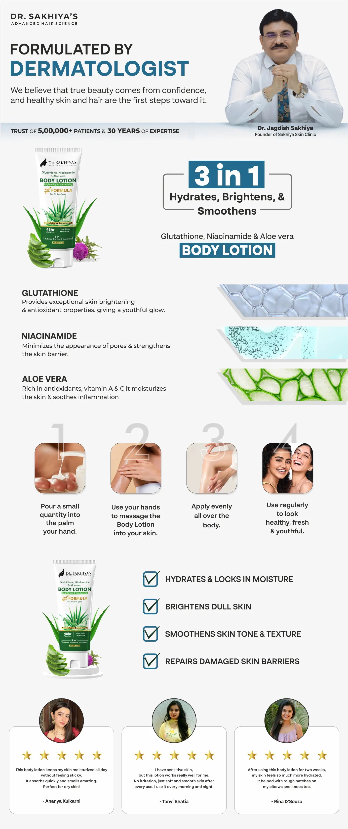 Aloe Vera Body Lotion - Body Moisturizer for Dry Skin