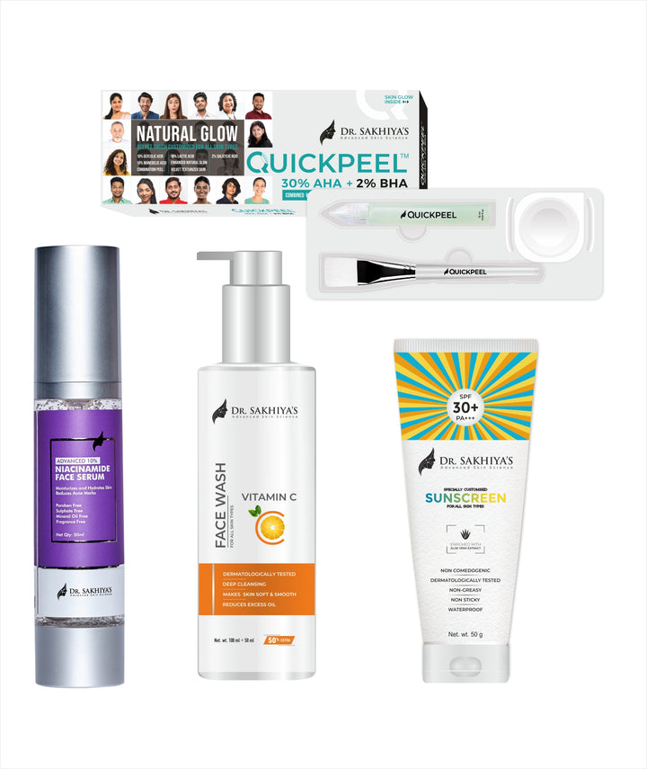 Acne Care Combo- Quick peel, Niacinamide Face Serum, Vitamin C Facewash, SPF 30 Sunscreen