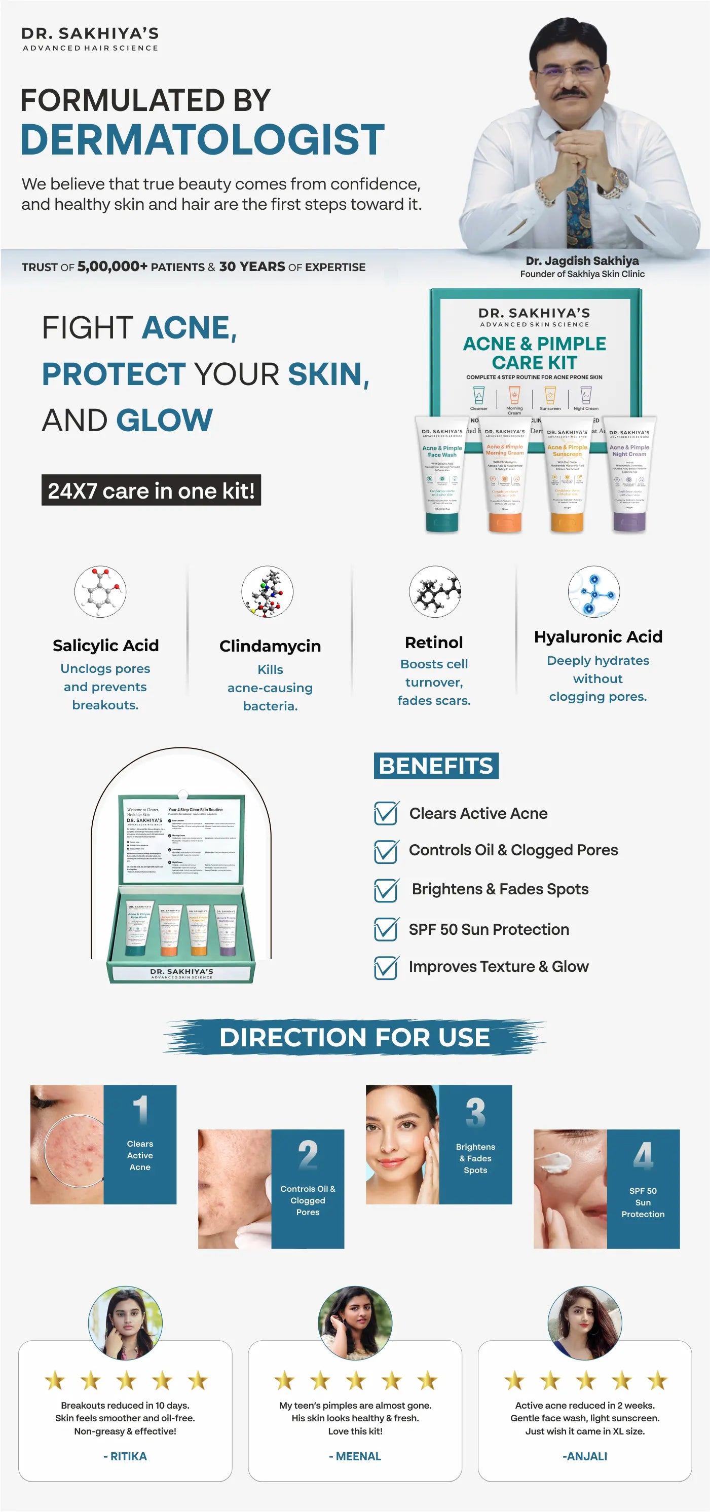 Dr. Sakhiya’s Acne & Pimple Care Kit | Dermatologically Tested