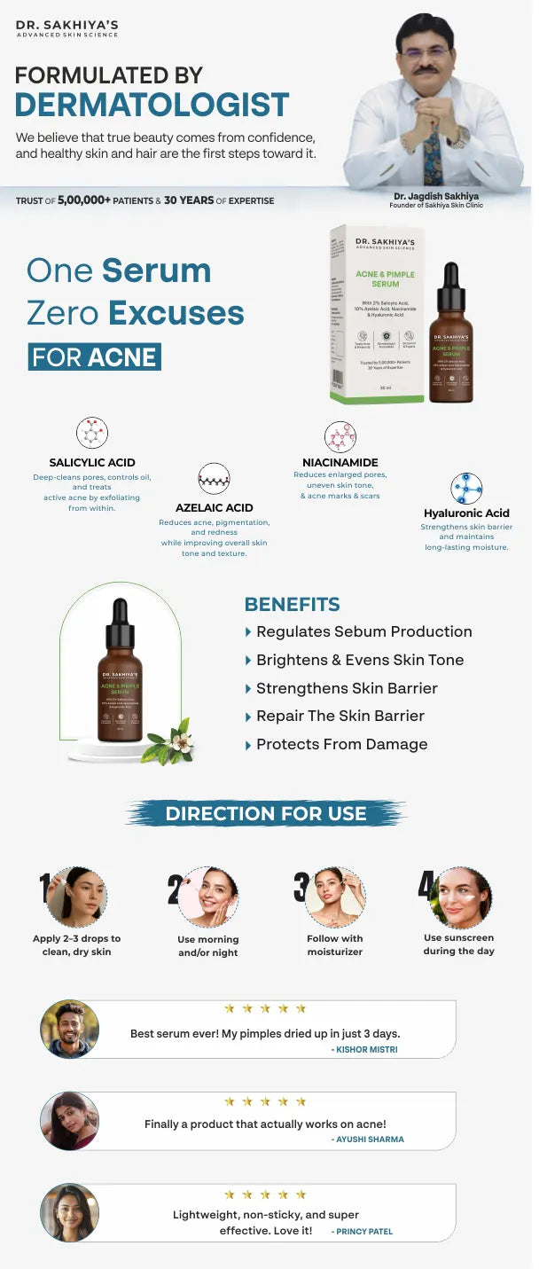 Dr. Sakhiya's Acne & Pimple Face Serum With 2% salicylic Acid
