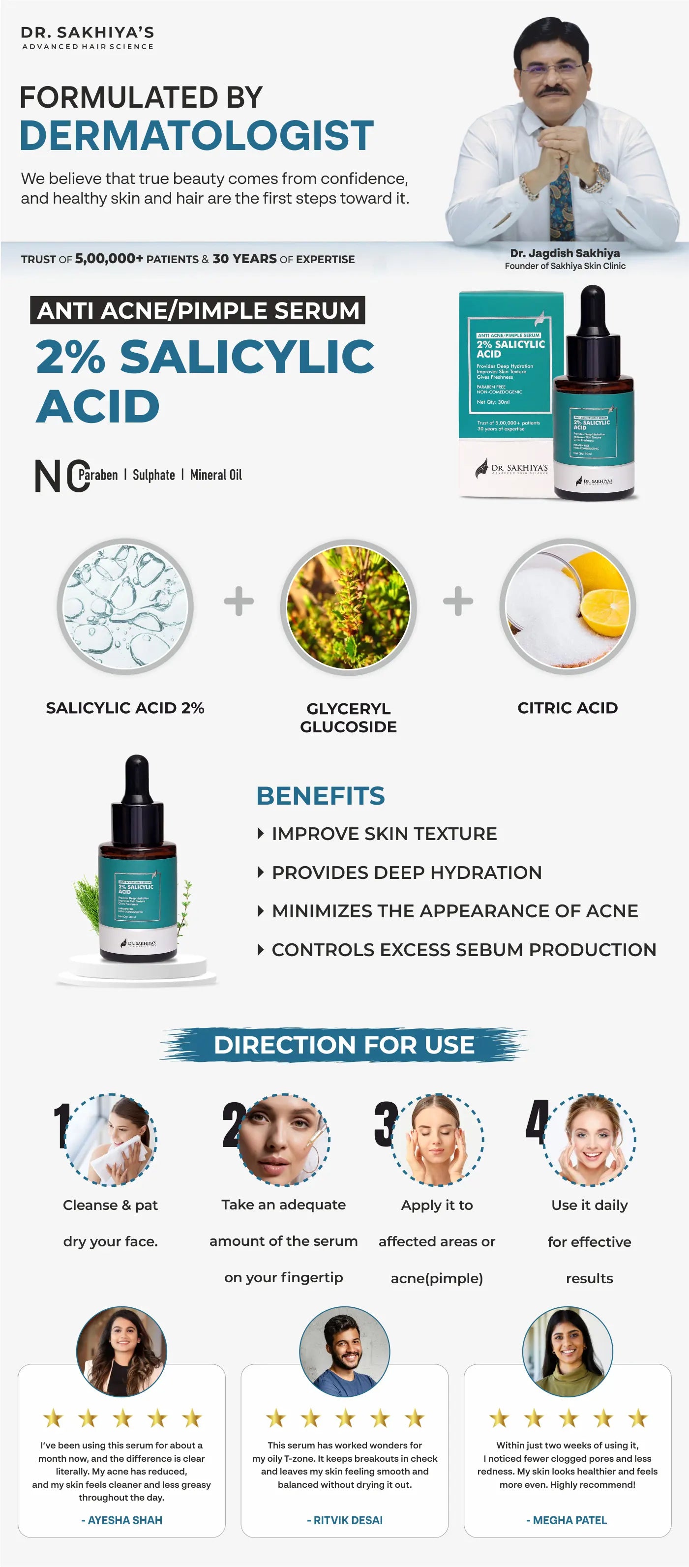 2% Salicylic Acid - Anti Acne/Pimple Face Serum