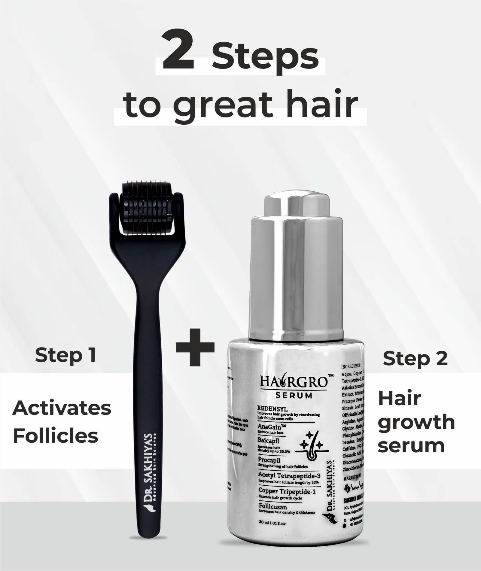 Use Derma Roller And HairGro Serum Both For Amazing Results