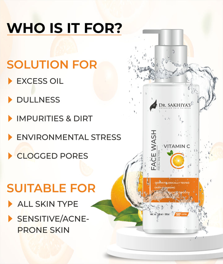 Get Rid of Excess Oil, Dullness, Impurities, Dirt And Clogged Pores By Using This Vitamin C Face Wash Suitable For All Types Of Skin