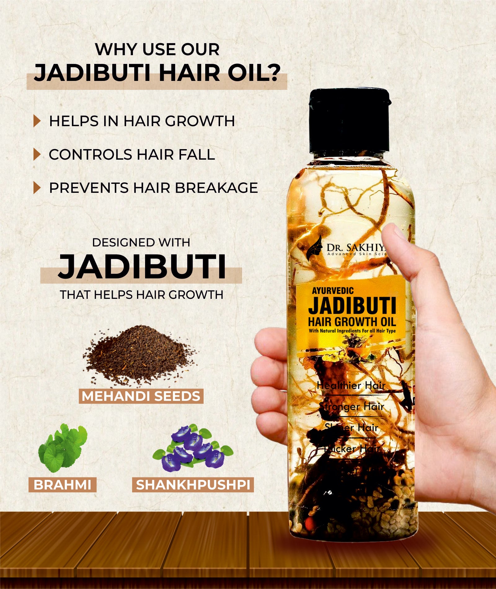 Ayurvedic Jadibuti hair Oil- Hair Growth, Controls Hair fall, Prevents Hair Breakage 